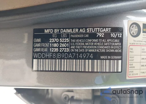 2013 Mercedes-Benz E 350 4Matic из США, поврежденный, VIN WDDHF8JB9DA714974